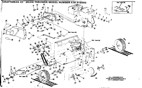 Wheel Assembly Diagram and Parts List for  Craftsman Snow Blower