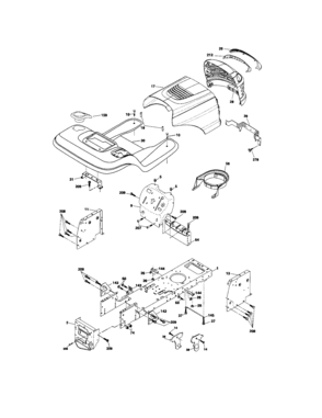 Chassis And Enclosures Diagram and Parts List for  Craftsman Lawn Tractor
