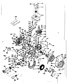 Basic Engine Diagram and Parts List for 143571152  Craftsman Engine