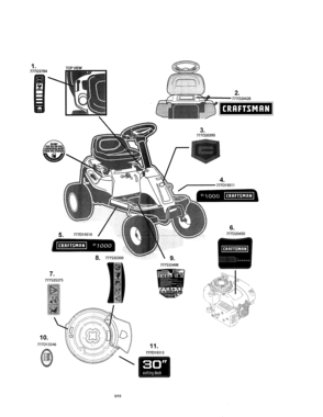 Decals Diagram and Parts List for  Craftsman Engine