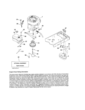 Engine Diagram and Parts List for  Craftsman Lawn Tractor