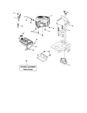 Engine Diagram and Parts List for  Craftsman Lawn Tractor