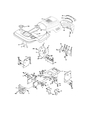Chassis And Enclosures Diagram and Parts List for  Craftsman Lawn Tractor