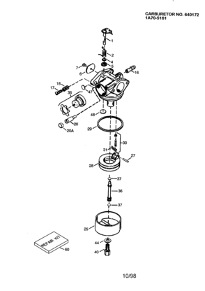 Carburetor 640172 Diagram and Parts List for  Craftsman Engine
