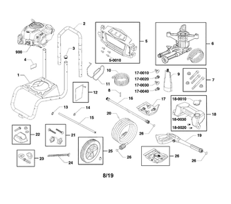 Main Unit Diagram and Parts List for  Craftsman Pressure Washer