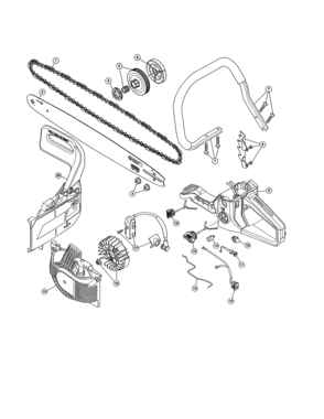 Handle/bar/chain Diagram and Parts List for  Craftsman Chainsaw