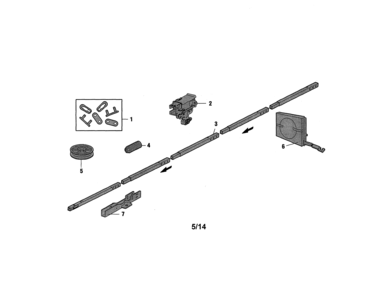 Rail Assembly Diagram and Parts List for  Craftsman Garage Door Opener