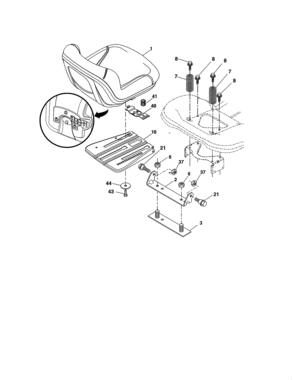 Seat Diagram and Parts List for  Craftsman Lawn Tractor