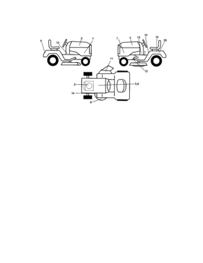Decals Diagram and Parts List for  Craftsman Lawn Tractor