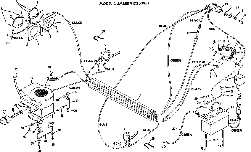 Electrical Diagram and Parts List for  Craftsman Lawn Tractor