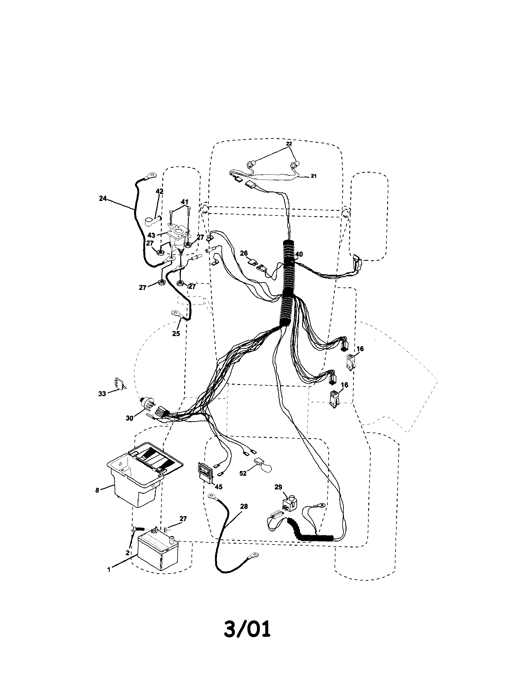 Electrical Diagram and Parts List for  Craftsman Lawn Tractor