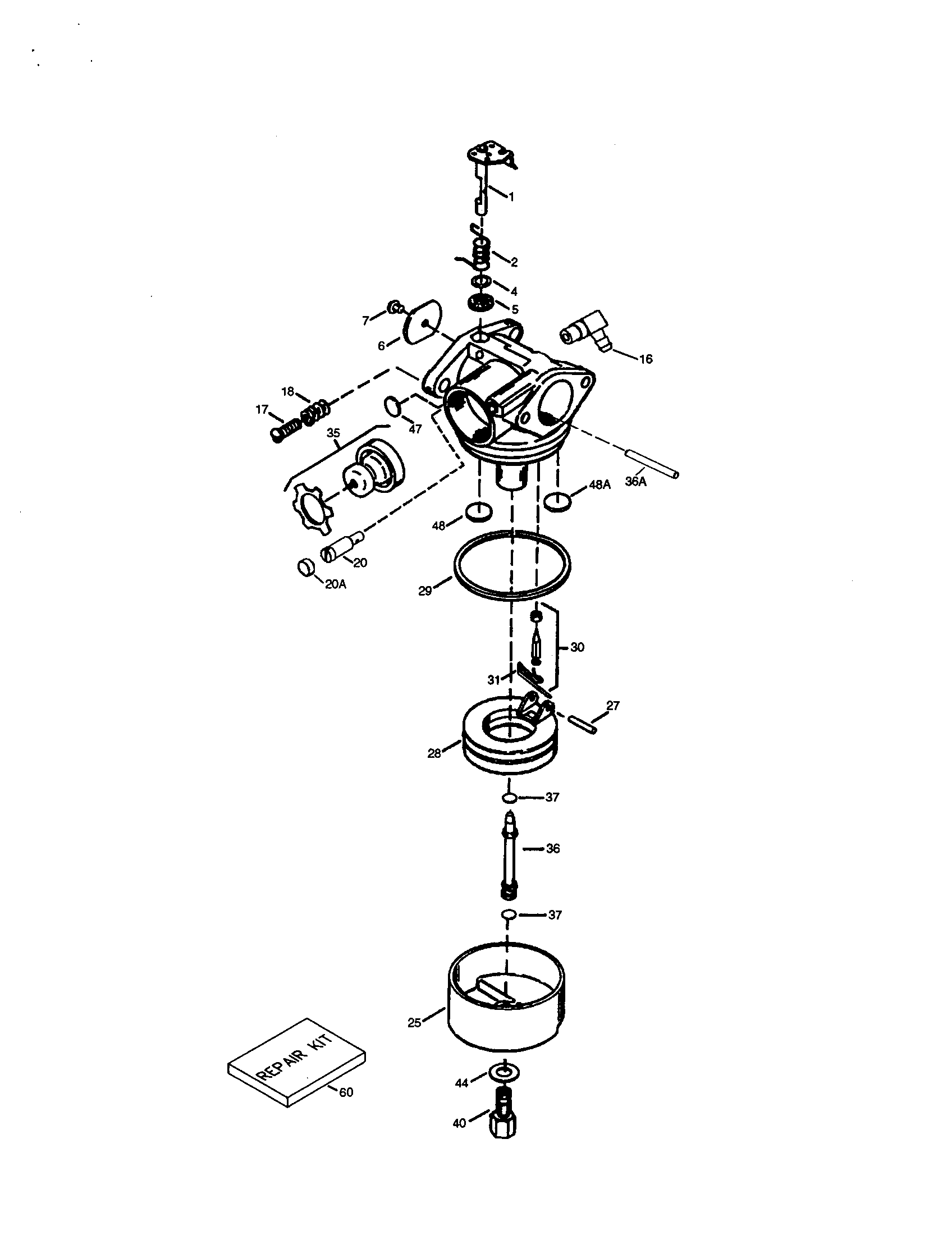 Carburetor 640174 Diagram and Parts List for 143995500  Craftsman Engine