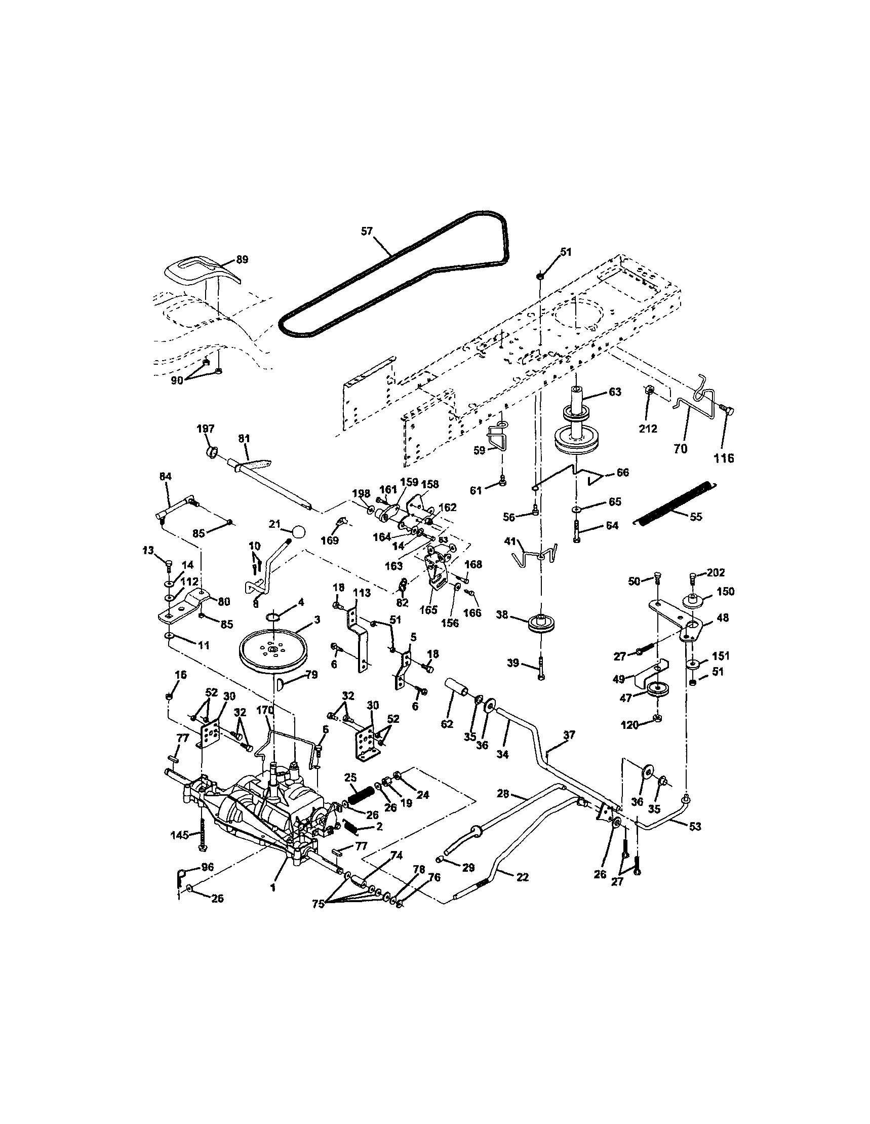 Ground Drive Diagram and Parts List for  Craftsman Lawn Tractor