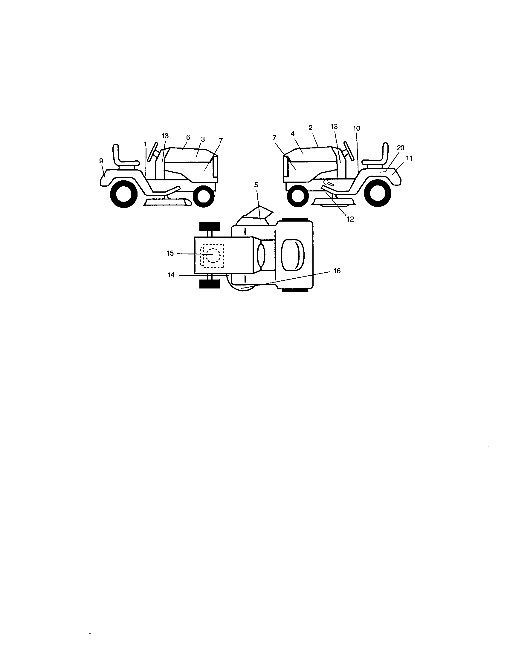 Decals Diagram and Parts List for  Craftsman Lawn Tractor