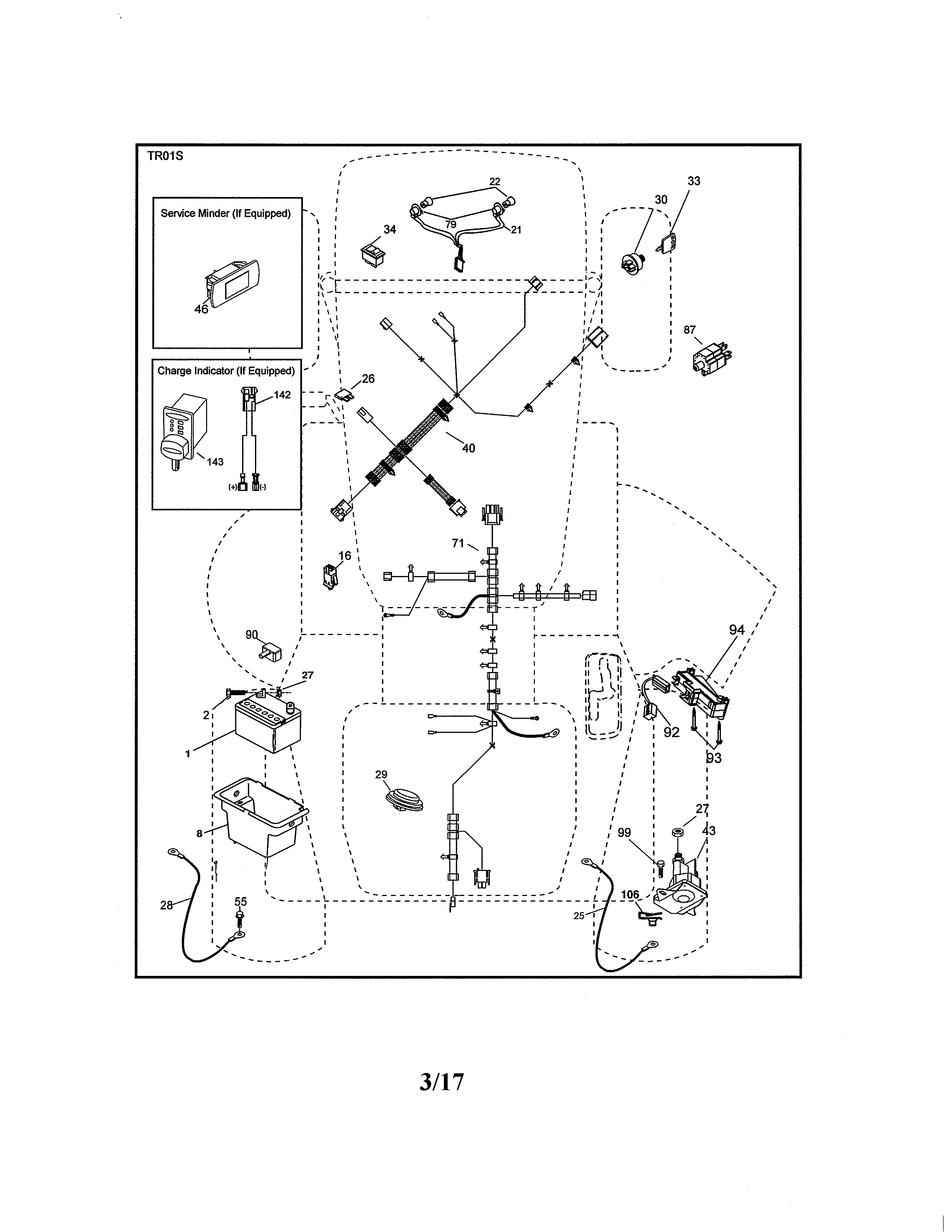 Electrical Diagram and Parts List for  Craftsman Lawn Tractor
