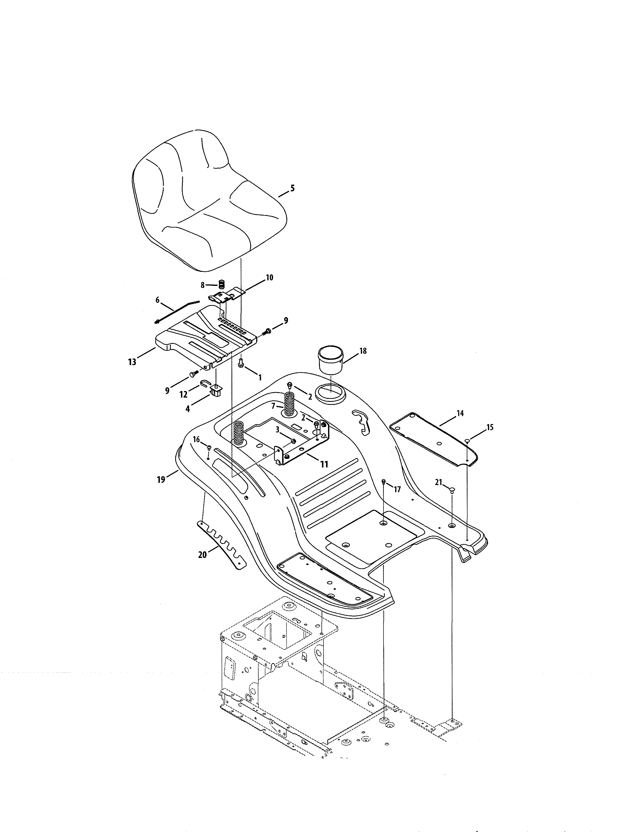 Seat/fender Diagram and Parts List for  Craftsman Lawn Tractor