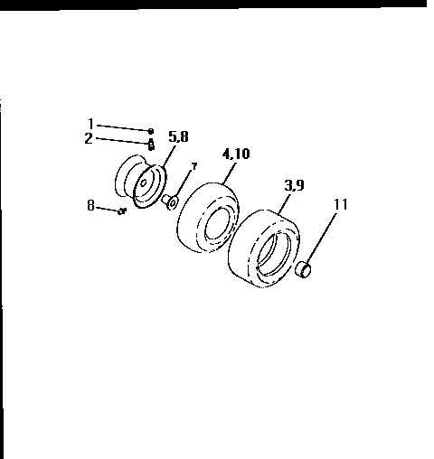 Wheels And Tires Diagram and Parts List for  Craftsman Lawn Tractor
