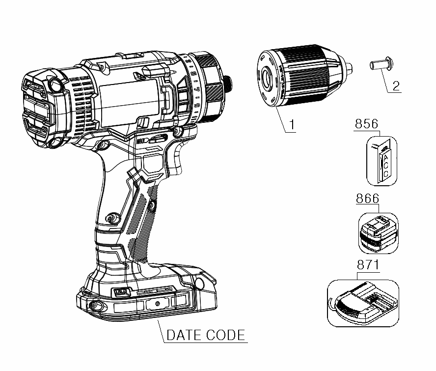 Diagram Diagram and Parts List for Type 2 Craftsman Cordless Drill