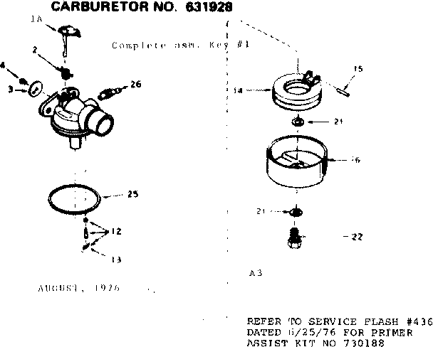 Replacement Parts Diagram and Parts List for  Craftsman Engine