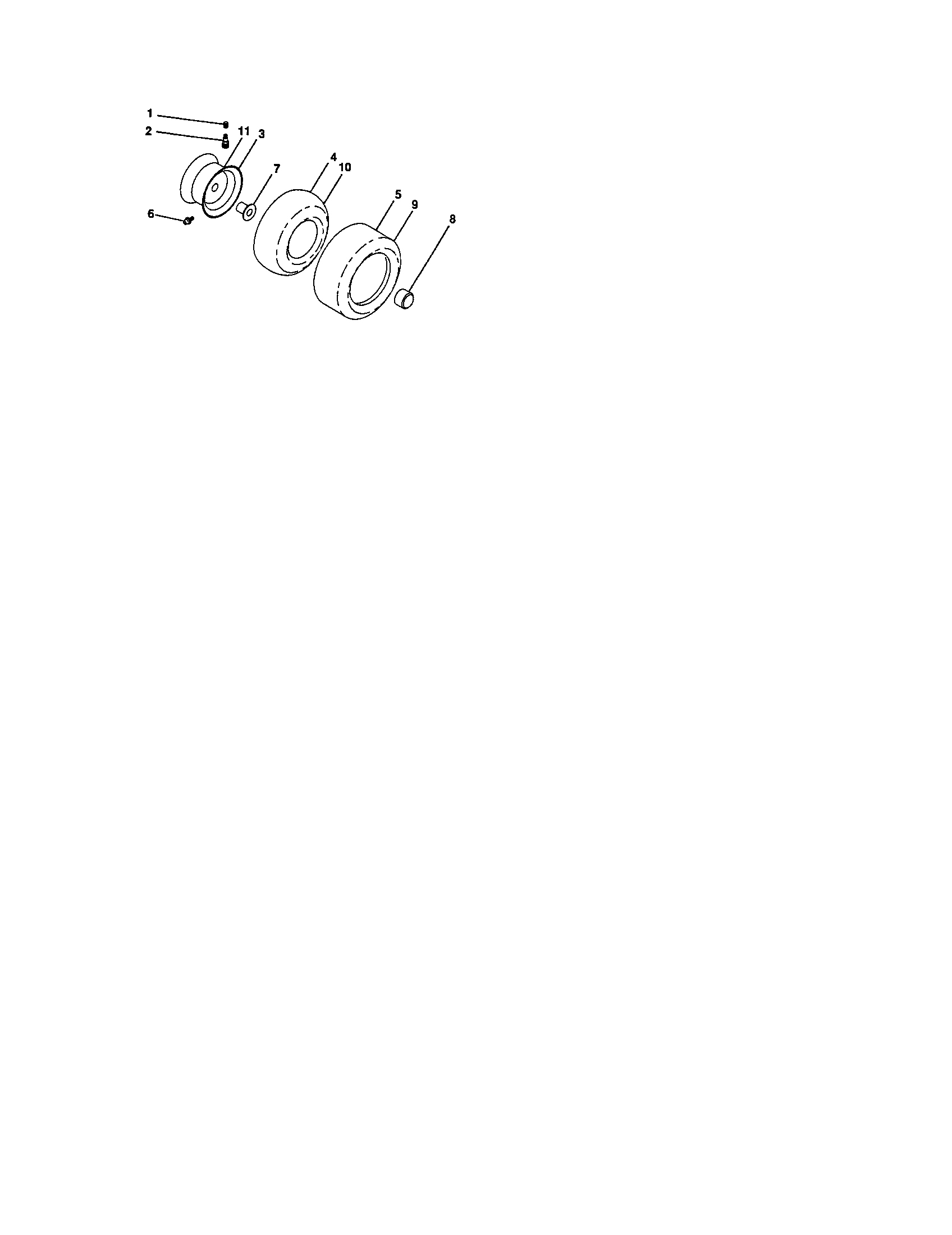 Wheels And Tires Diagram and Parts List for  Craftsman Lawn Tractor