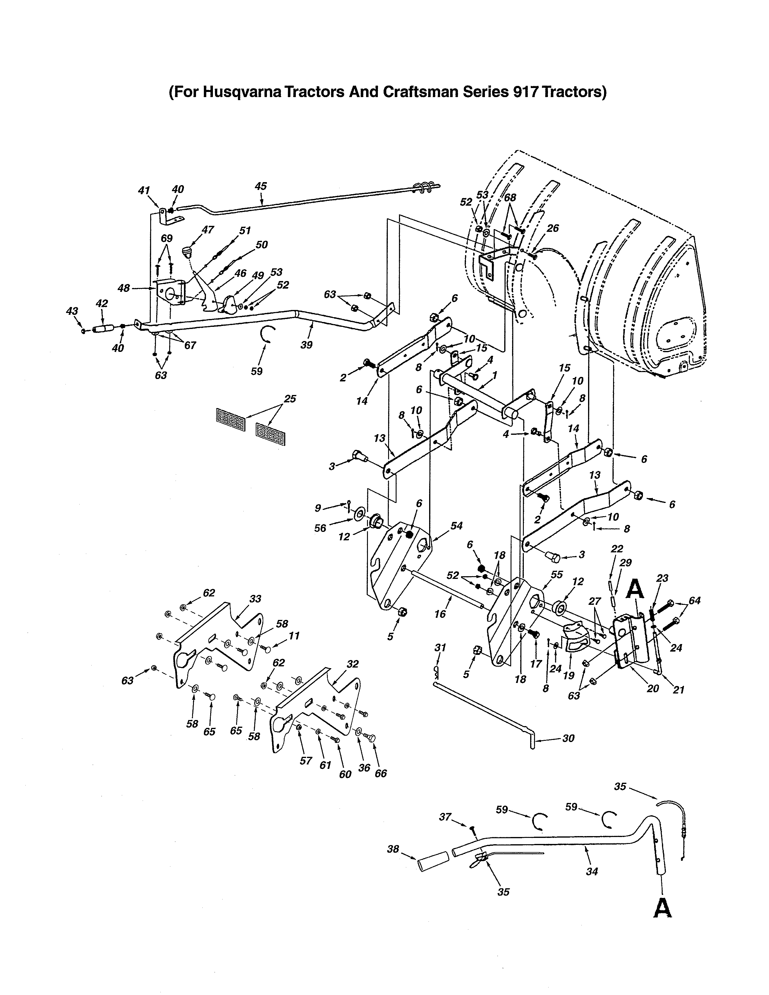 Lift Shaft Diagram and Parts List for  Craftsman Snow Blower
