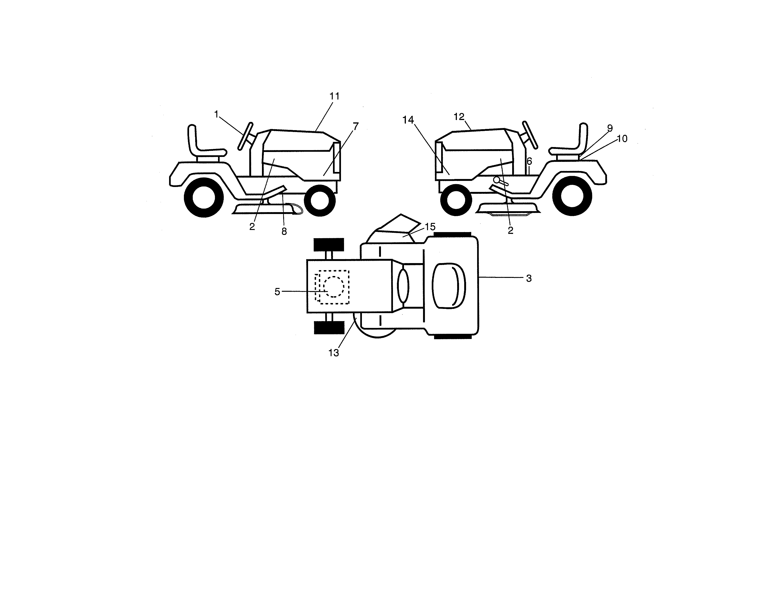 Decals Diagram and Parts List for  Craftsman Lawn Tractor