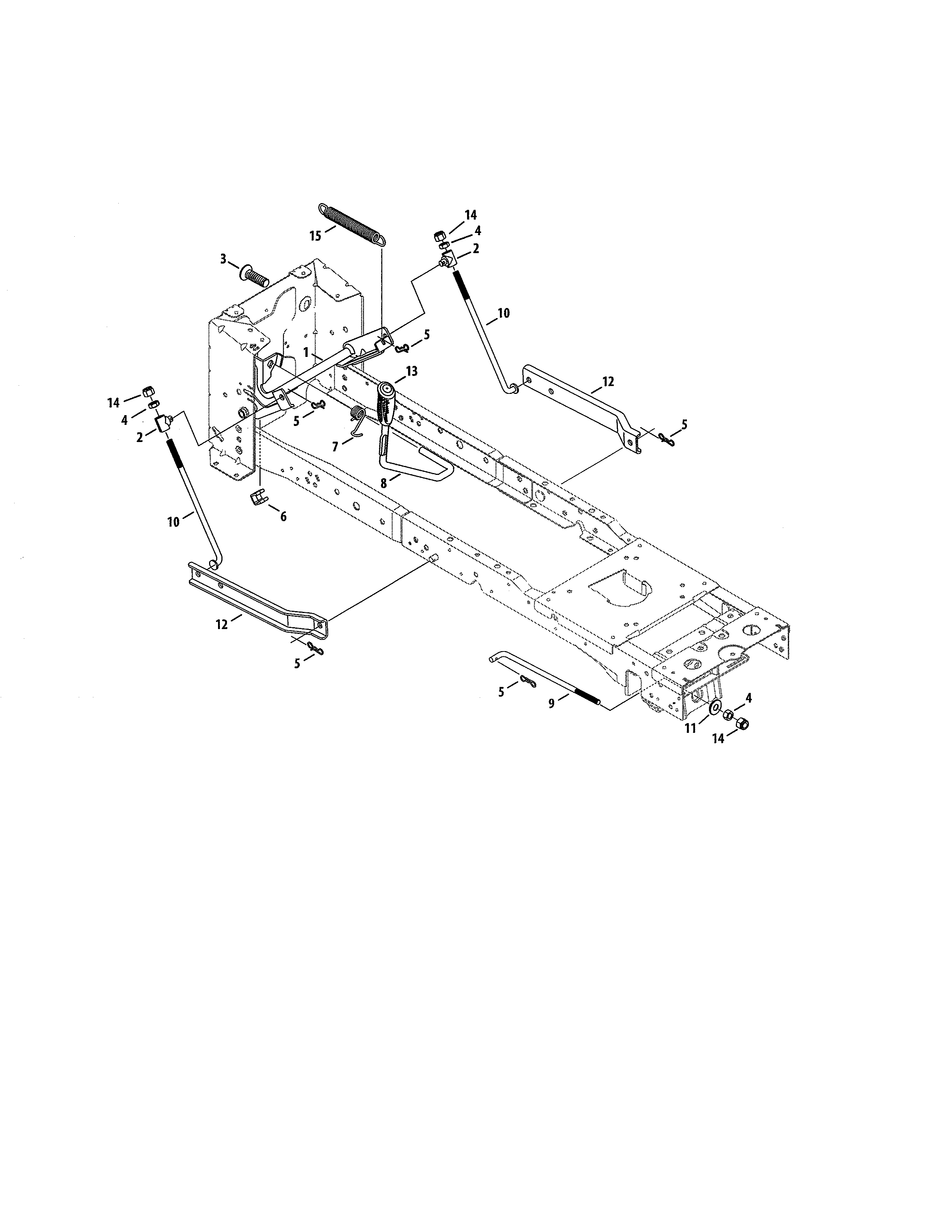 Lift Diagram and Parts List for  Craftsman Lawn Tractor