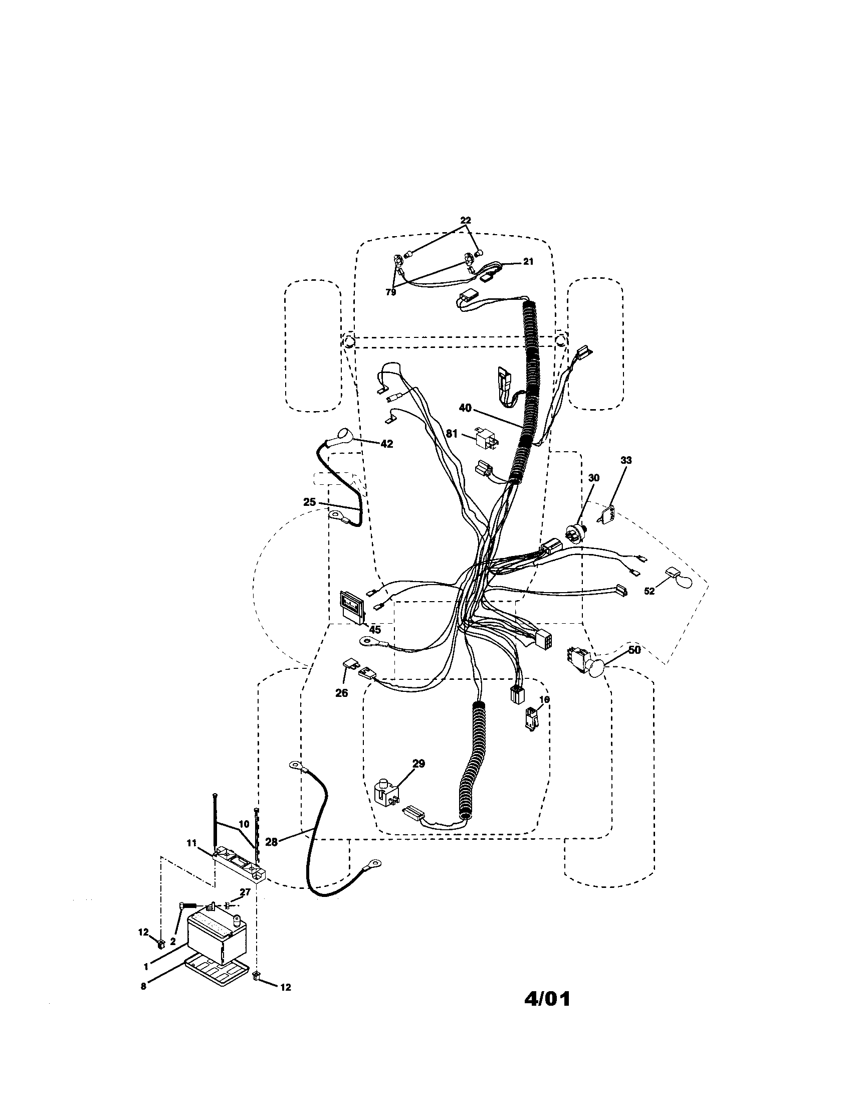 Electrical Diagram and Parts List for  Craftsman Lawn Tractor