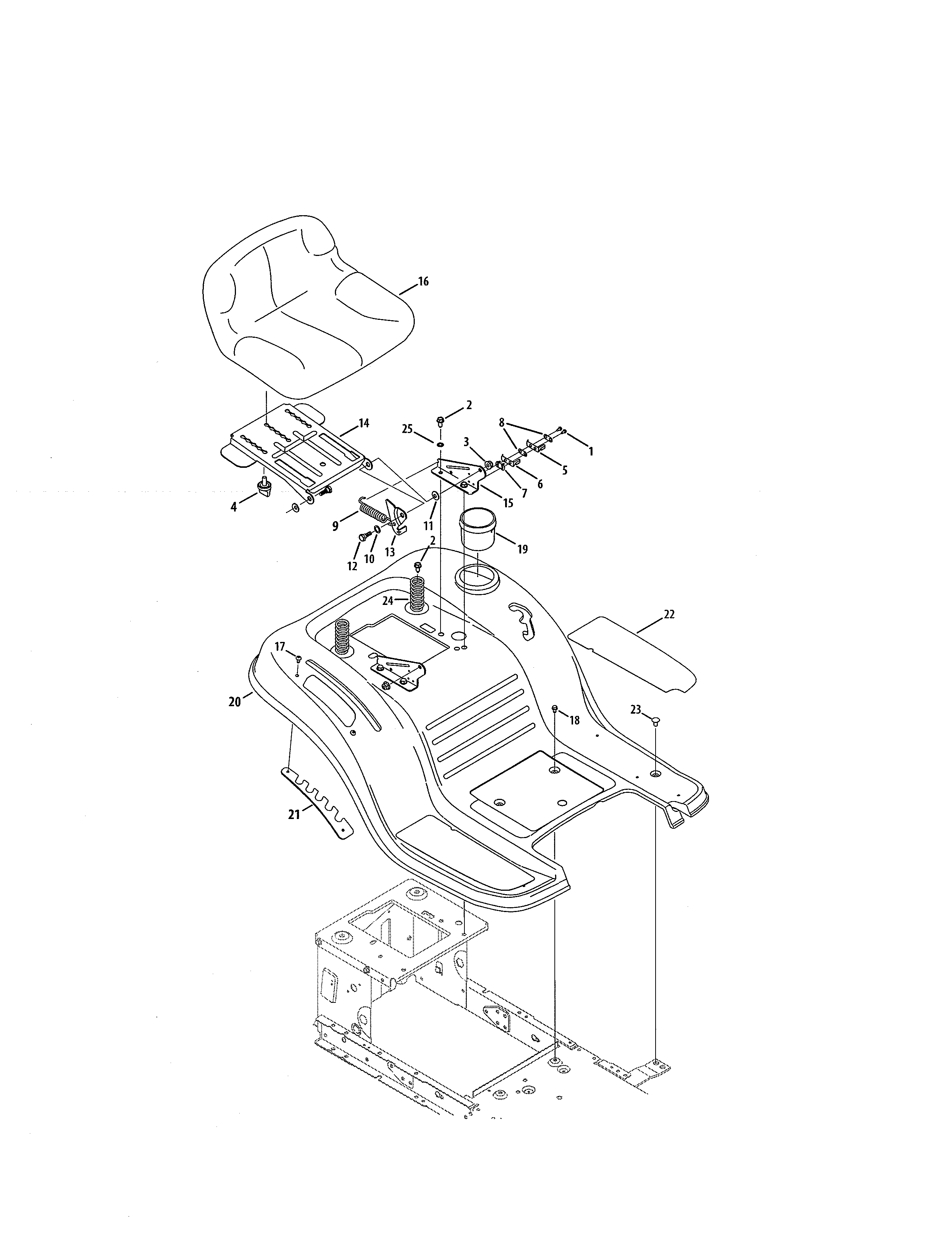 Seat/fender Diagram and Parts List for  Craftsman Lawn Tractor