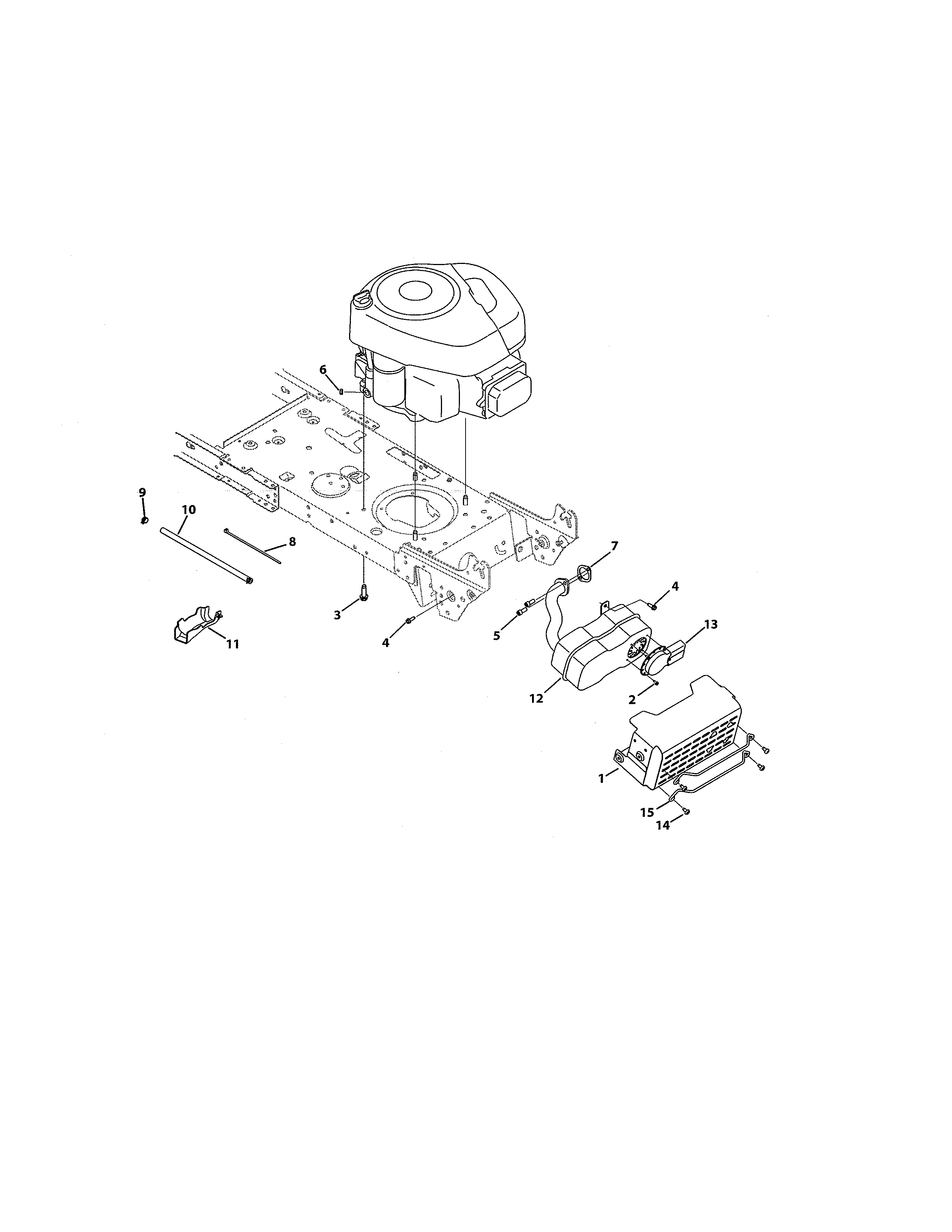 Engine/muffler Diagram and Parts List for  Craftsman Lawn Tractor