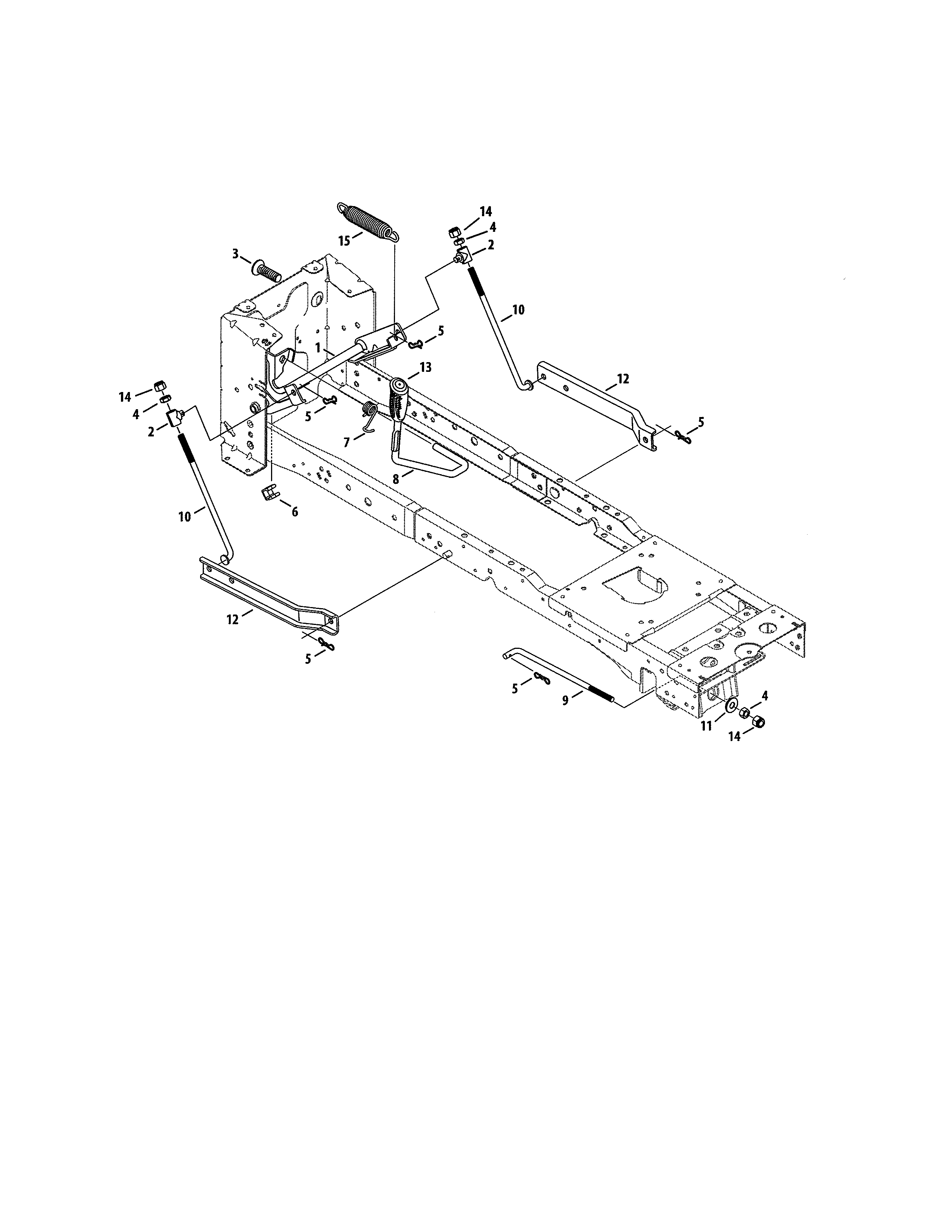 Rear Lift/lift Adjustment Diagram and Parts List for  Craftsman Lawn Tractor