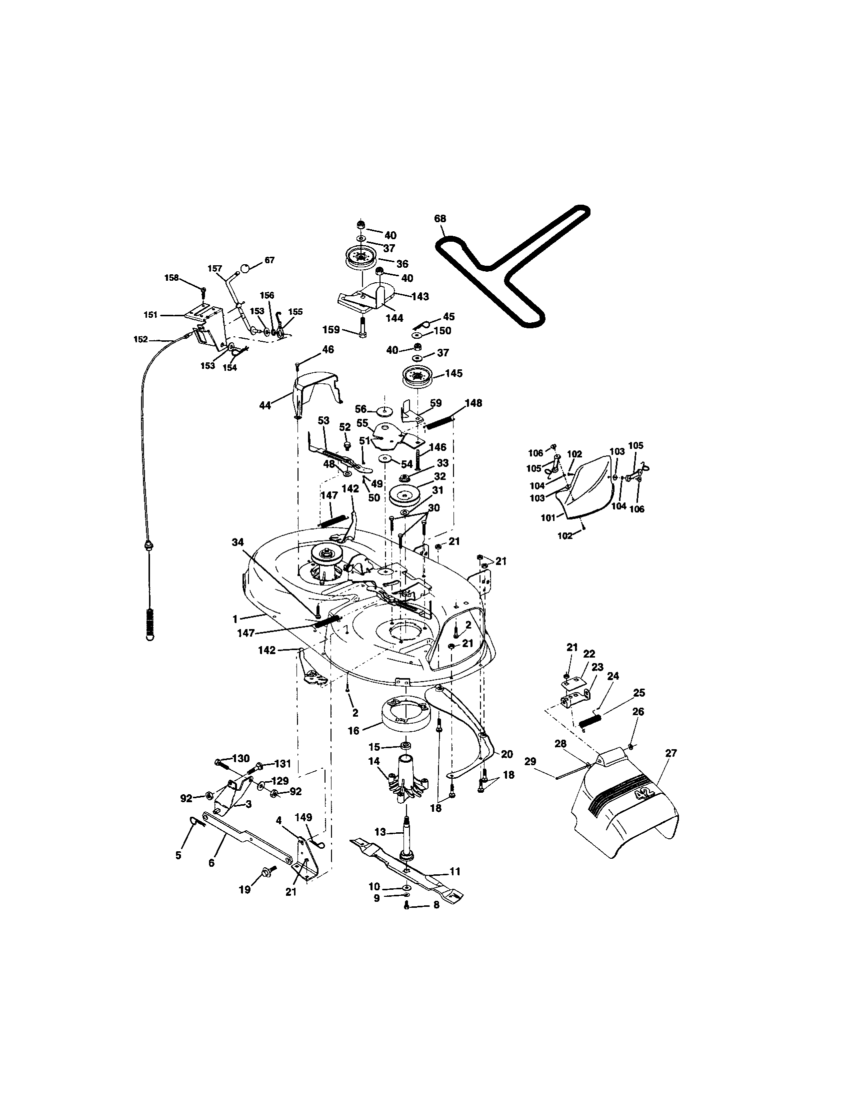 Mower Deck Diagram and Parts List for  Craftsman Lawn Tractor