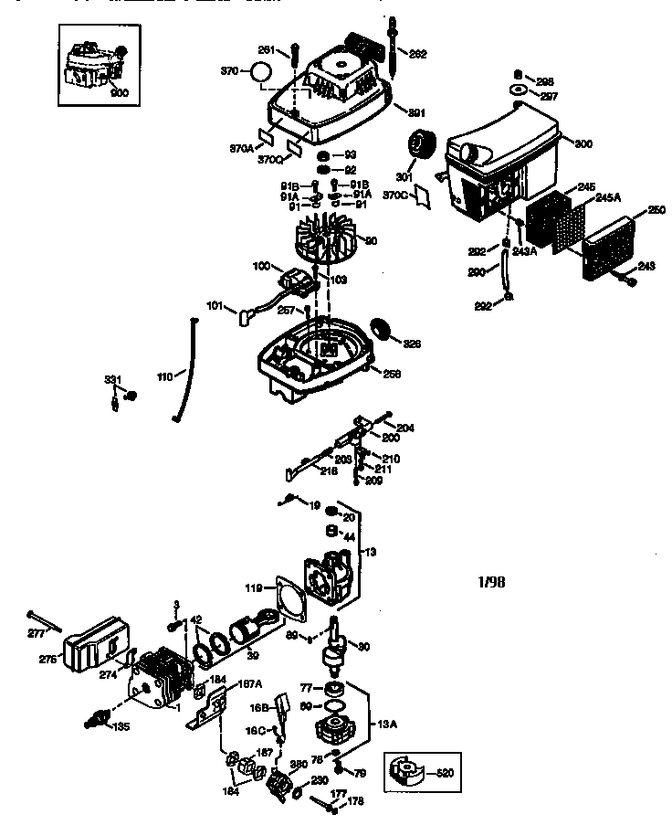 Engine 143.982070 Diagram and Parts List for  Craftsman Engine
