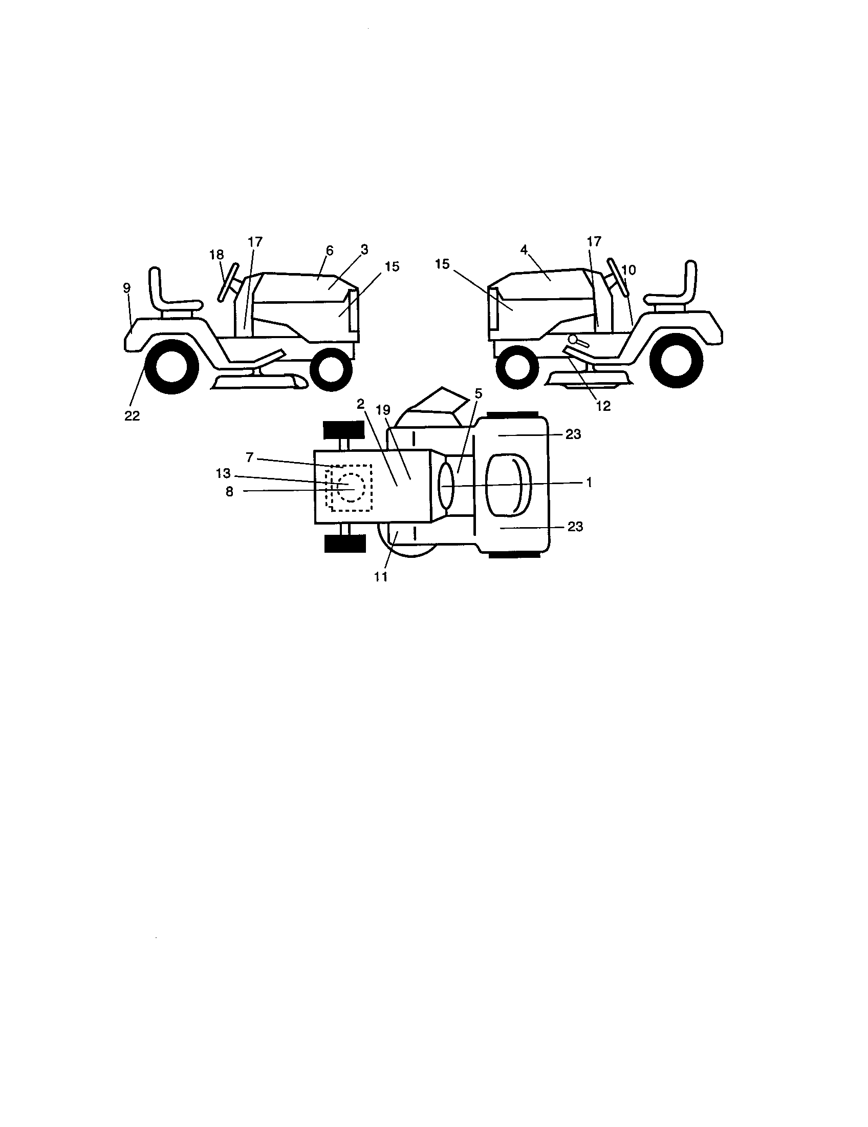 Decals Diagram and Parts List for  Craftsman Lawn Tractor