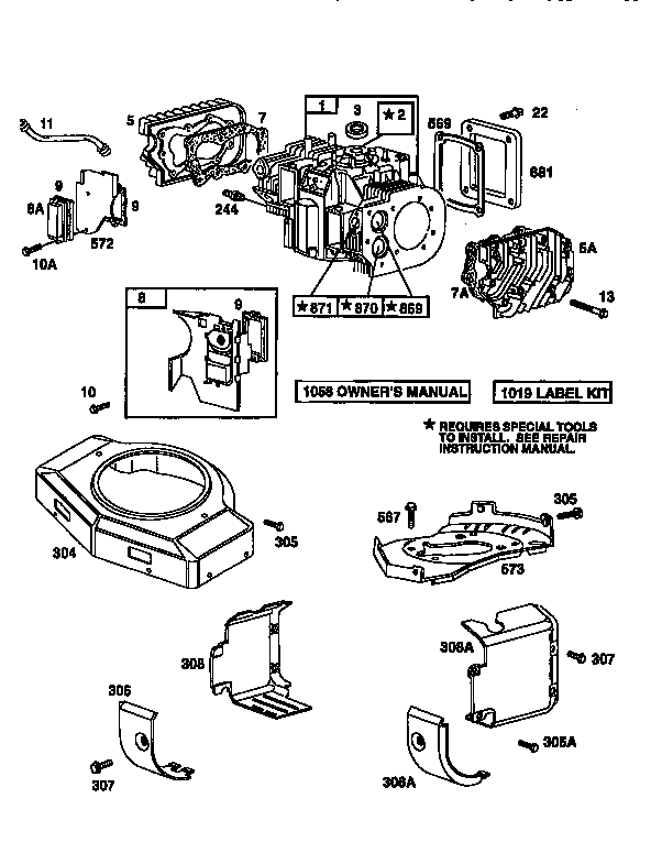 Engine 42a707-1624-01 (71/500) Diagram and Parts List for  Craftsman Engine