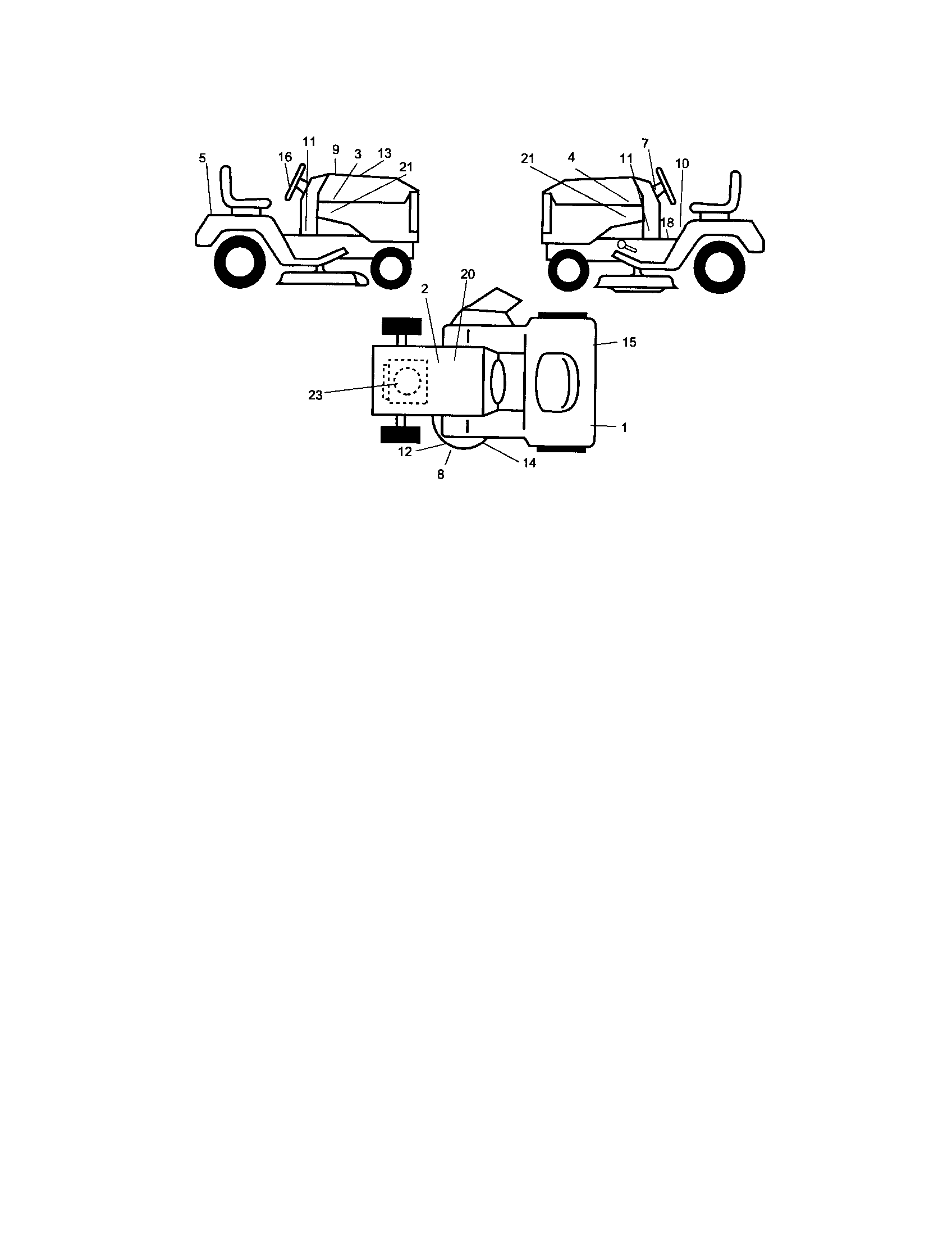 Decals Diagram and Parts List for  Craftsman Lawn Tractor