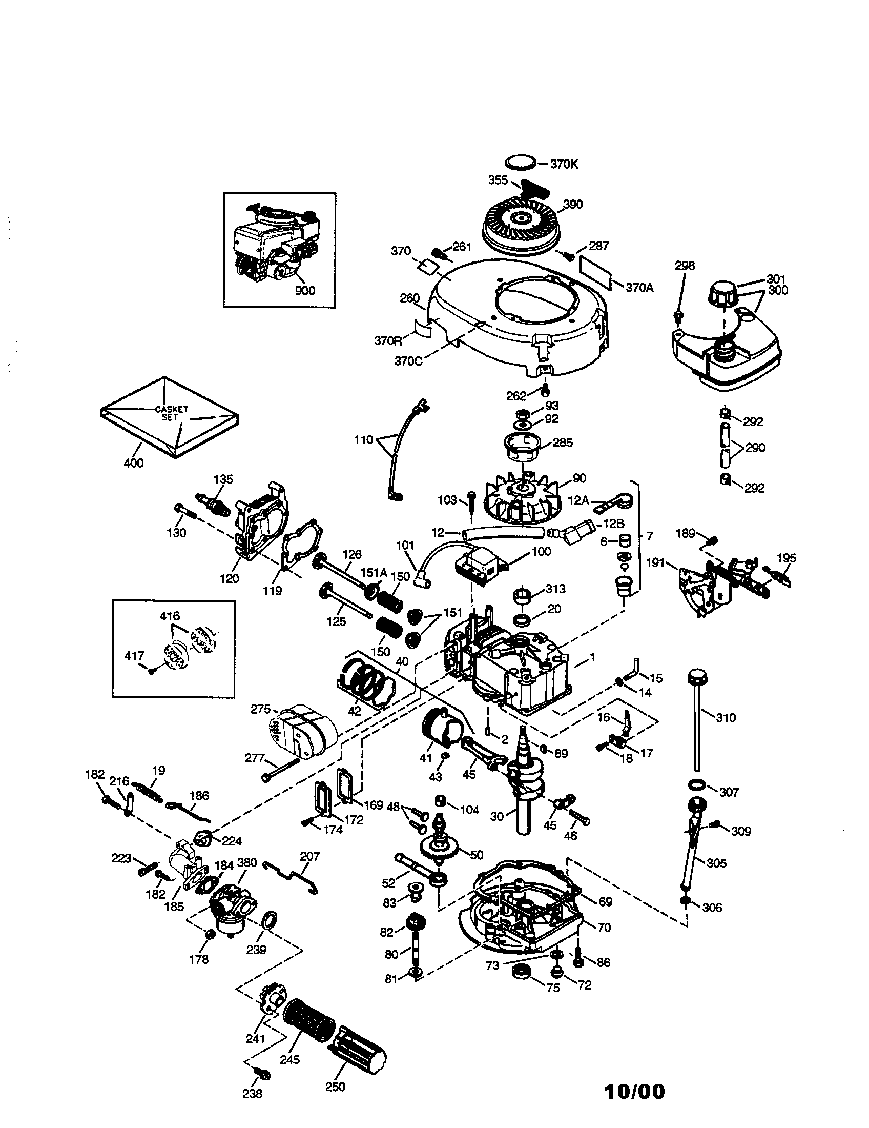 Engine Diagram and Parts List for  Craftsman Engine