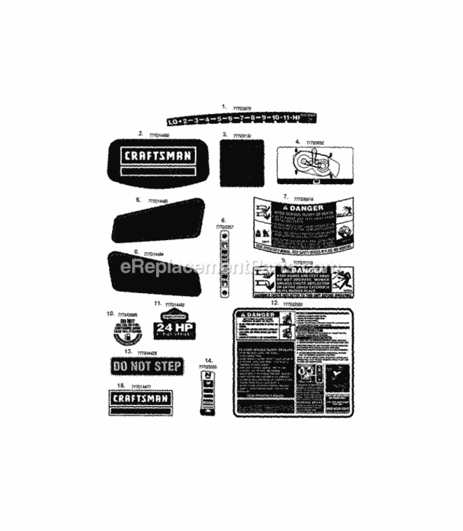 Page X Diagram and Parts List for  Craftsman Lawn Tractor