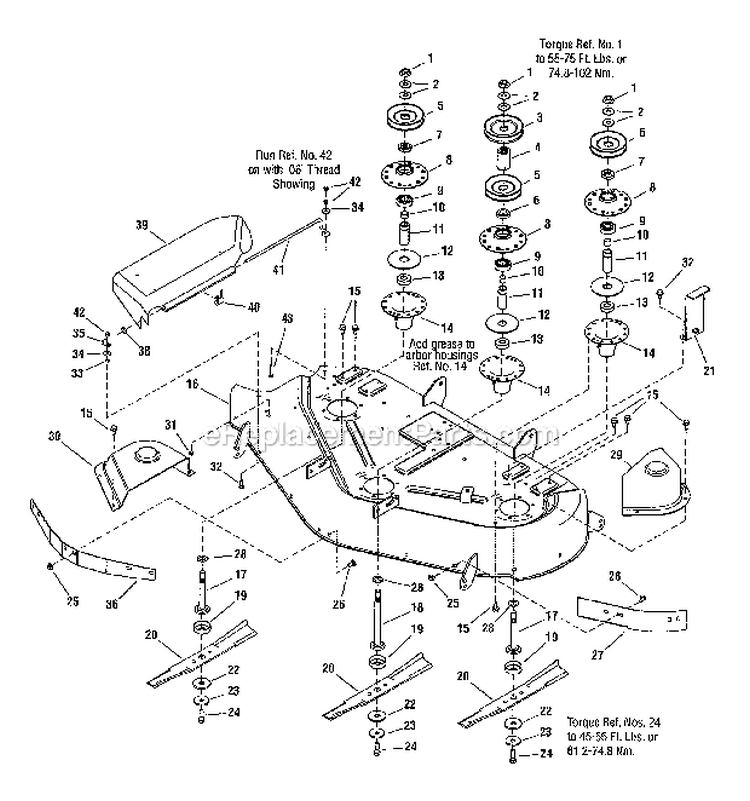 4450 Deck-HousingArbor Diagram and Parts List for  Craftsman Lawn Mower