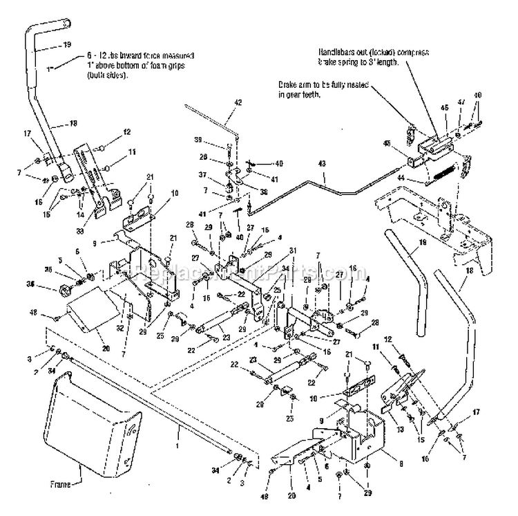 Controls Diagram and Parts List for  Craftsman Lawn Mower