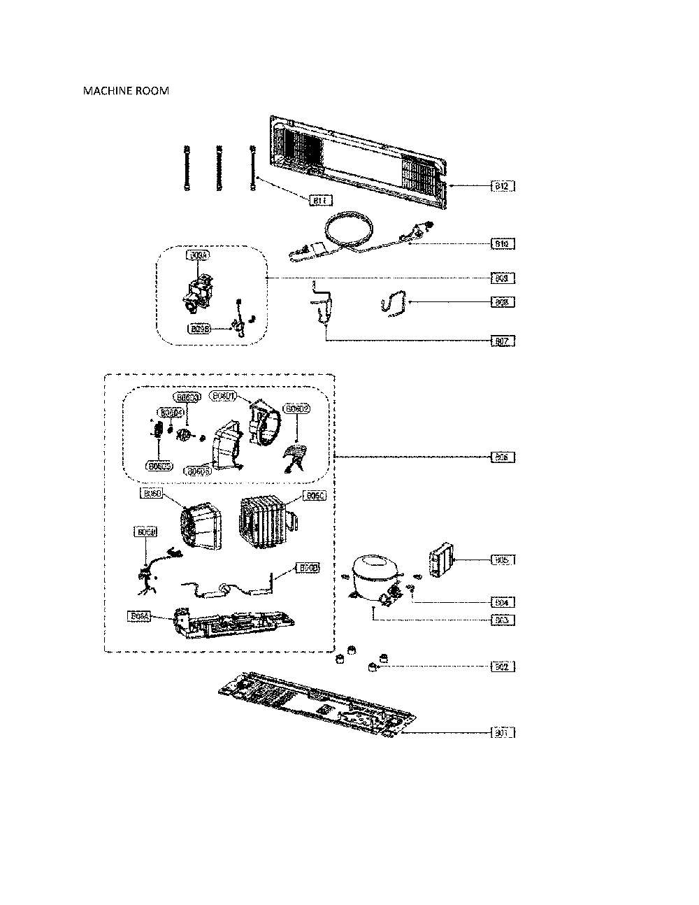 Machine room Diagram and Parts List for 11173035910  Kenmore Refrigerator