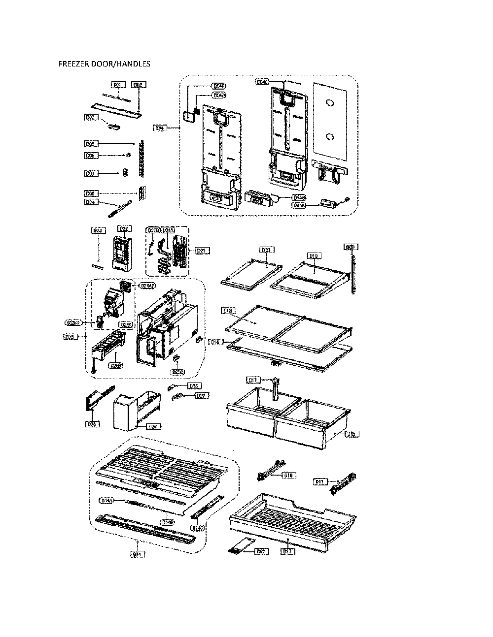 Freezer door/handles Diagram and Parts List for 11173035910  Kenmore Refrigerator