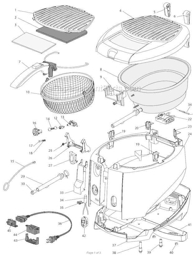Page A Diagram and Parts List for  DeLonghi Deep Fryer