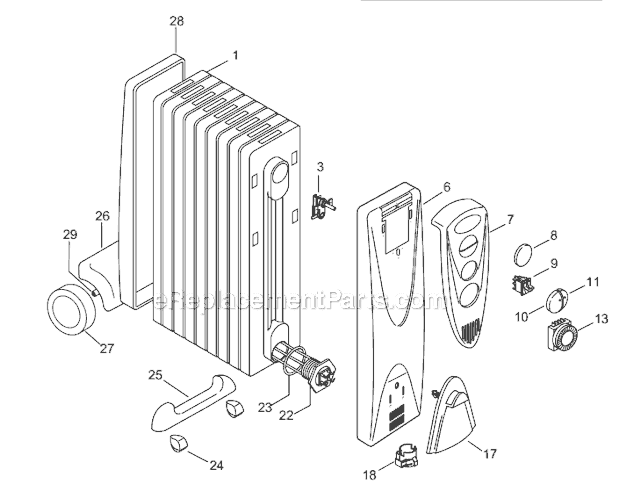 Page A Diagram and Parts List for  DeLonghi Heater