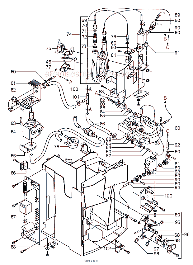 Page C Diagram and Parts List for  DeLonghi Coffee Maker