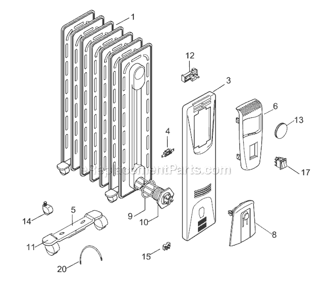 Page A Diagram and Parts List for  DeLonghi Heater