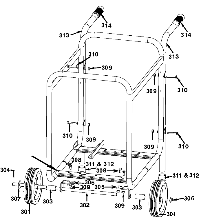 Frame Diagram and Parts List for Type 0 DeVilbiss Generator