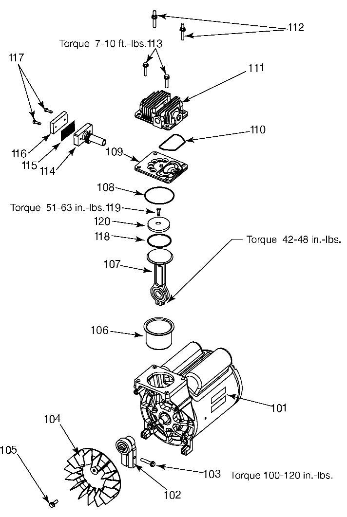 PUMP Diagram and Parts List for Type 1 DeVilbiss Compressor