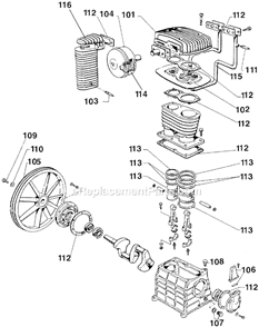 Page A Diagram and Parts List for Type 2 DeVilbiss Compressor