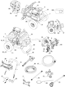Page A Diagram and Parts List for Type 1 DeVilbiss Pressure Washer